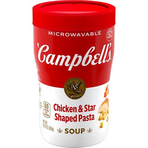 Campbells Sipping Soup, Chicken Soup & Star Shaped Pasta, 10.75 Ounce Microwavable Cup