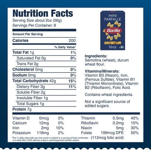 Barilla Mini Farfalle Pasta, 16 Oz. Box - Non-Gmo Pasta Made With Durum Wheat Semolina - Kosher Certified Pasta
