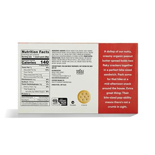 Whole Foods Market Organic Mini Peanut Butter Sandwich Crackers 8 Count, 1 Oz