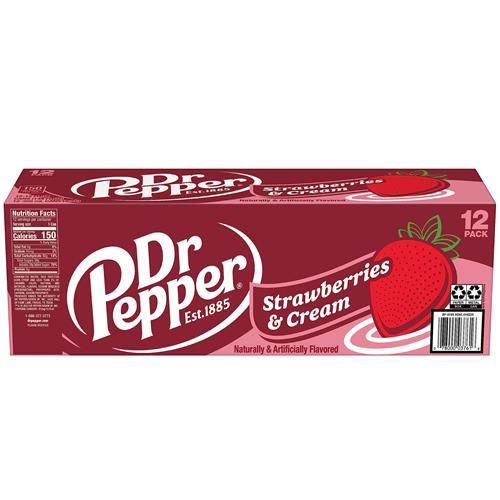Dr Pepper Strawberries And Cream Soda, 12 Fl Oz Cans, 12 Pack