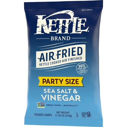 Kettle Brand Potato Chips, Air Fried Sea Salt And Vinegar Kettle Chips, 11.25 Oz Party Size Bag
