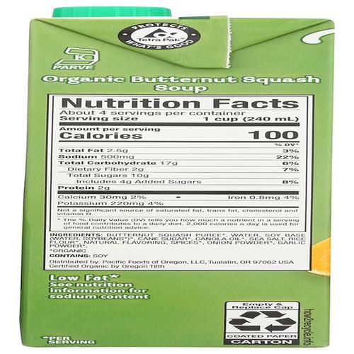 Pacific Foods Organic Creamy Butternut Squash Soup, 32 Fl Oz