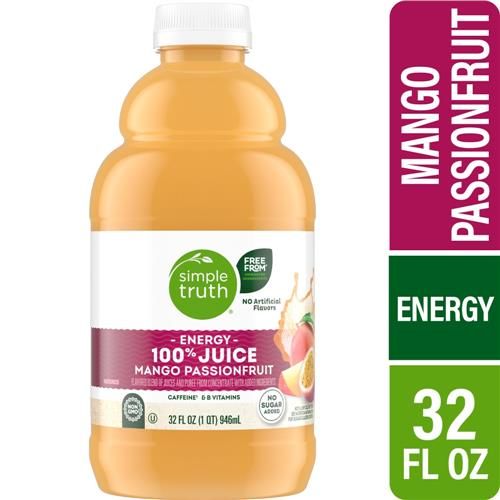Simple Truth Energy Mango Passionfruit 100% Juice Bottle 32 fl oz