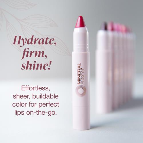 Mineral Fusion New Sheer Moisture Lip Tint, Buildable Lip Color, Hydrating Lip Balm With Jojoba Oil, Shea Butter & More, Hydrates & Nourishes, Fd&C Dye-Free & Hypoallergenic, Courageous, Cherry-R