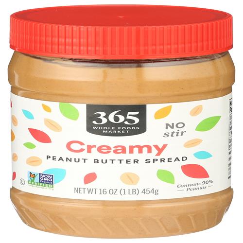 Whole Foods Market, Peanut Butter Spread, Creamy No Stir, 16 Ounce
