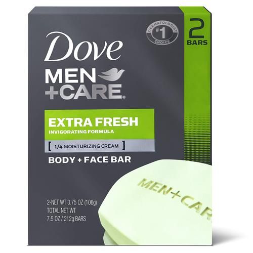 Dove Men+Care Body And Face Bar To Clean And Hydrate Skin Extra Fresh Body And Facial Cleanser More Moisturizing Than Bar Soap 3.75 Oz 2 Bars