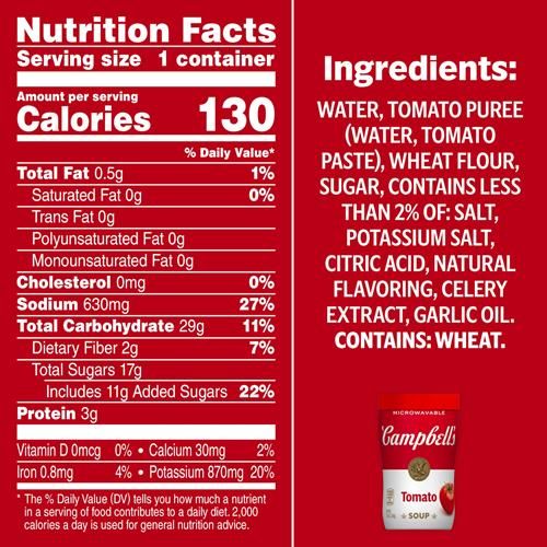 Campbells Sipping Soup, Classic Tomato Soup, 11.1 Oz Microwavable Cup
