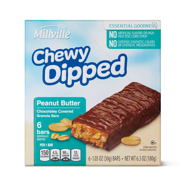 Millville Peanut  Butter Chewy Dipped Granola Bars, 6 count