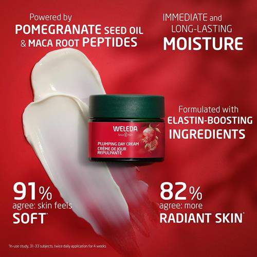 Weleda Face Care Plumping Day Cream, 1.3 Fluid Ounce, Plant Rich Moisturizer With Pomegranate And Maca Root Peptides