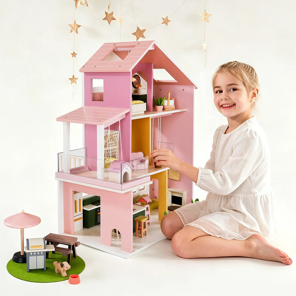 Tiny Land® Sweetwood Edge Dollhouse - Green & Pink