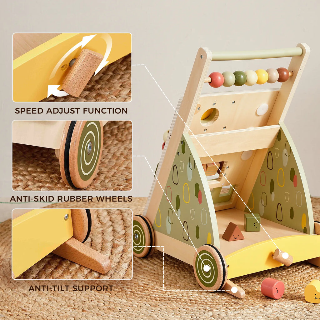 Tiny Land® Sage Green Wooden Baby Walker