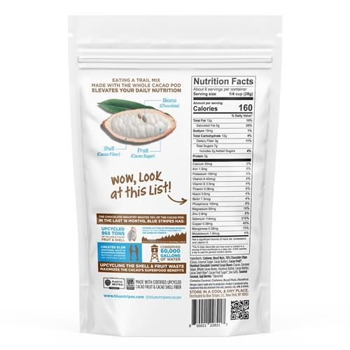 Blue Stripes Dark Chocolate Coconut Whole Cacao Trail Mix, 8Oz