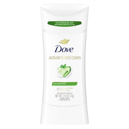 Dove Advanced Care Antiperspirant Deodorant Stick Cool Essentials For Helping Repair Skin Barrier After Shaving, With 72-Hour Sweat & Odor Protection, 2.6 Oz