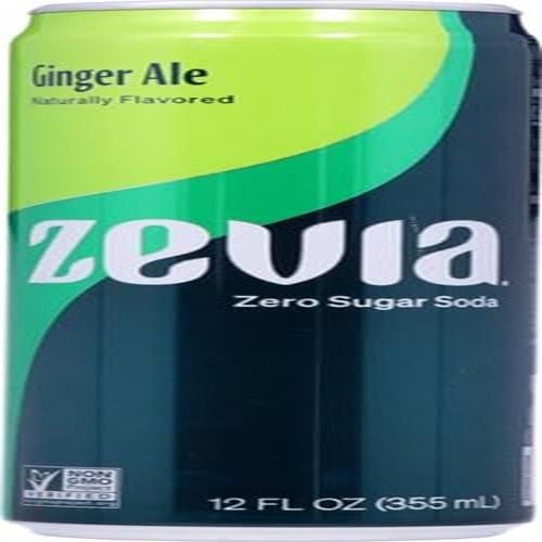 Zevia Zero Sugar Soda, Ginger Ale, 12 Ounce Sleek Can