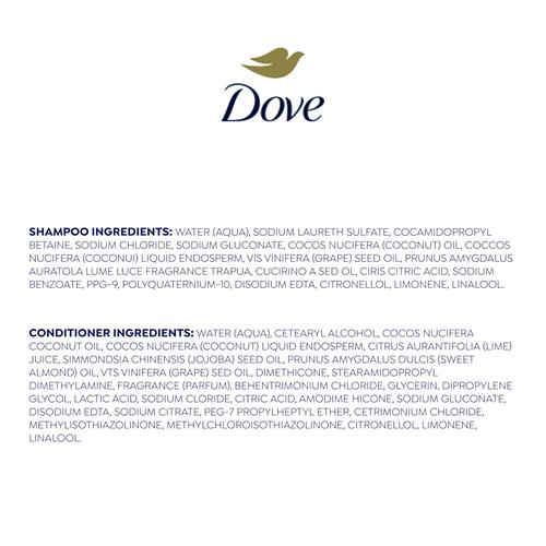 Dove Shampoo And Conditioner Coconut & Hydration 2 Count For Dry Hair With Bio-Protein Care Technology And Coconut Oil 12 Fl Oz