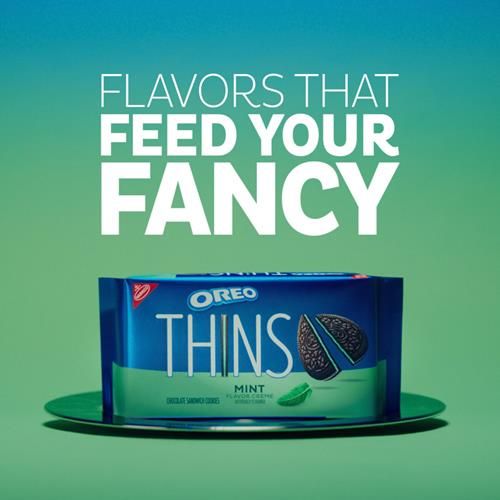 Oreo Thins Mint Creme Chocolate Sandwich Cookies, Family Size, 11.78 Oz