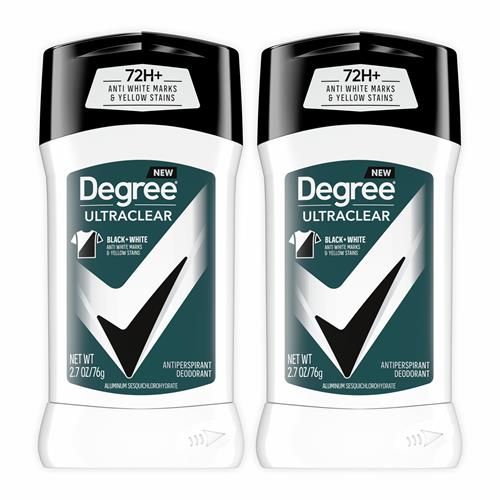 Degree Men Ultraclear Antiperspirant Deodorant Black+White 2 Count 72-Hour Sweat & Odor Protection Antiperspirant For Men With Motionsense Technology 2.7 Oz