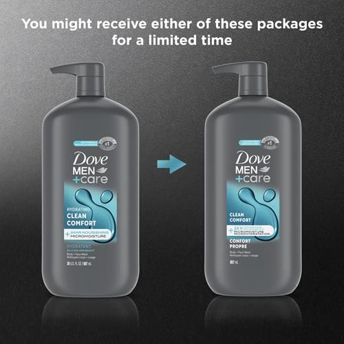 Dove Men+Care Body And Face Wash Hydrating Clean Comfort Mens Body Wash With 24-Hour Nourishing Micromoisture Technology 30 Oz