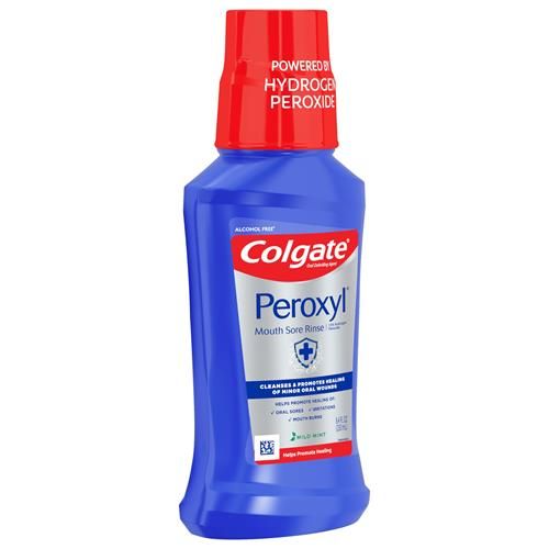 Colgate Peroxyl Antiseptic Mouth Sore Rinse, Alcohol Free, 1.5% Hydrogen Peroxide, Mild Mint, 8.4 Fl Oz (Pack Of 1)