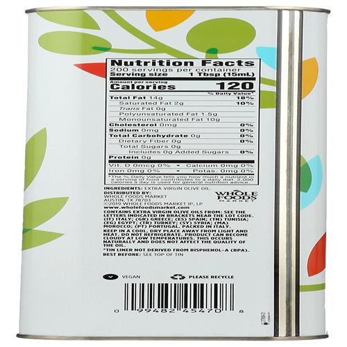 Whole Foods Market Extra Virgin Mediterranean Olive Oil, 101.4 Fz