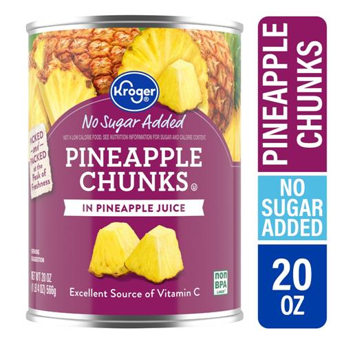 Kroger Canned Pineapple Chunks No Sugar Added in Pineapple Juice 20 oz
