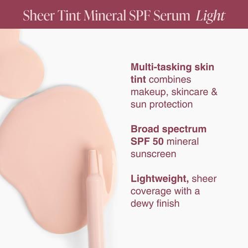 Mineral Fusion Face Serum, Sheer Tint Mineral Spf Serum, 1 Fl Oz, Light, Tinted Broad Spectrum Spf 50 Mineral Sunscreen, Sheer Coverage, Lightweight & Dewy Finish For Glowing, Protected Skin - Pa