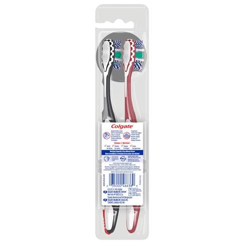 Colgate 360 Optic White Advanced Whitening Toothbrush, Adult Medium Toothbrush With Whitening Cups, Helps Whiten Teeth And Removes Odor Causing Bacteria, 2 Pack