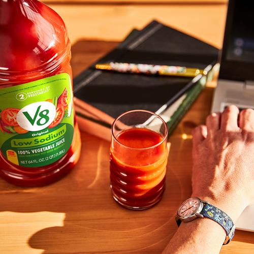 V8 Low Sodium Original 100% Vegetable Juice, 64 Fl Oz Bottle