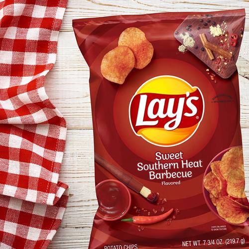Lays Sweet Southern Heat Barbecue Flavored Potato Chips, 7.75 Oz