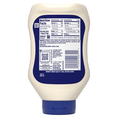 Kraft Real Mayo Creamy & Smooth Mayonnaise, 22 Fl Oz Bottle