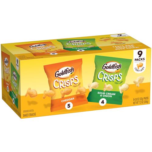 Goldfish Crisps Baked Chip Crackers Variety Pack, 0.8 Oz Snack Packs, 9 Pk
