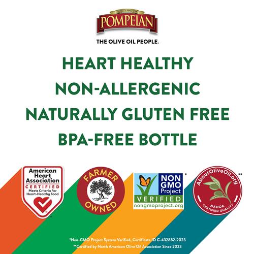 Pompeian Made Easy Sauté Olive Oil, Pan Cooking, Perfect For Sautéing Foods Such As Vegetables And Stir-Fry, American Heart Association Certified, Non-Allergenic, Non-Gmo, 16 Fl Oz (Pack Of 1) -