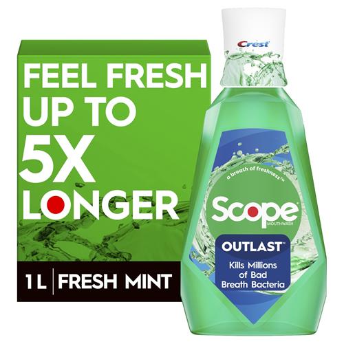 Crest Scope Outlast Mouthwash, Long Lasting Mint, 1 L