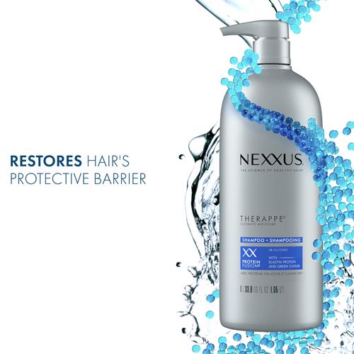 Nexxus Therappe Moisturizing Shampoo Ultimate Moisture For Dry Hair Silicone-Free, Moisturizing Proteinfusion With Elastin Protein And Green Caviar 33.8 Oz
