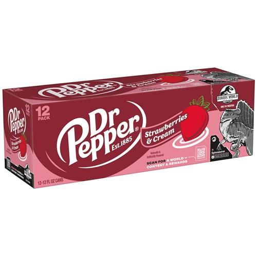 Dr Pepper Strawberries And Cream Soda, 12 Fl Oz Cans, 12 Pack