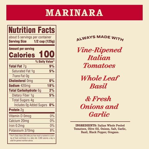 Raos Homemade Marinara Sauce, 24 Oz, All Purpose Tomato Sauce, Pasta Sauce, Carb Conscious, Keto Friendly, All Natural, Premium Quality, With Italian Tomatoes & Olive Oil
