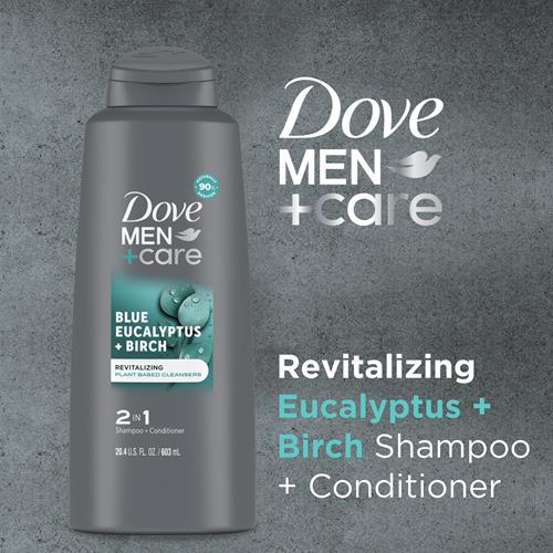 Dove Men + Care Men 2 In 1 Shampoo And Conditioner Eucalyptus + Birch For Healthy-Looking Hair Naturally Derived Plant Based Cleansers 20.4 Oz