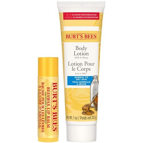Burts Bees Hive Favorites Beeswax Holiday Gift Set, Beeswax Lip Balm And Travel Size Body Lotion With Milk And Honey