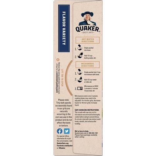 Quaker Instant Grits, 4 Flavor Variety Pack, 0.98Oz Packets (10 Pack)