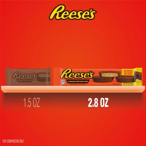 Reeses Milk Chocolate King Size Peanut Butter Cups, Candy Pack, 2.8 Oz