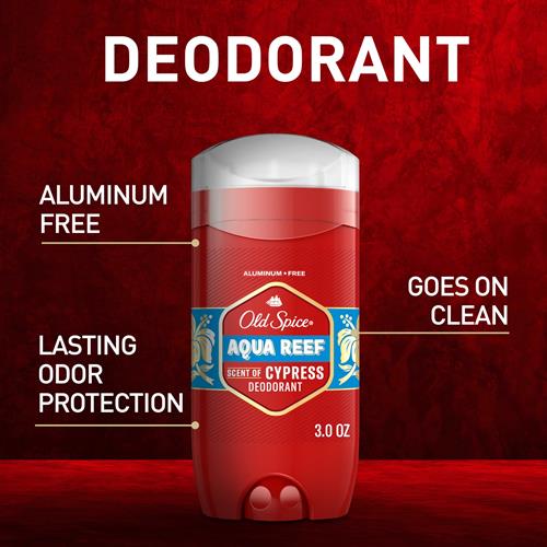Old Spice Aluminum Free Deodorant For Men, 24/7 Odor Protection, 24/7 Freshness & Lasting Scent, Aqua Reef With Cypress Scent, 3.0 Oz