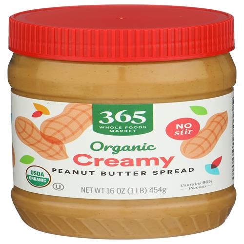 Whole Foods Market Organic Sweetened Smooth Peanut Butter, 16 Oz