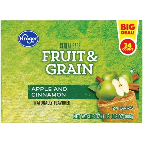 Kroger Fruit & Grain Apple & Cinnamon Breakfast Bars 24 ct