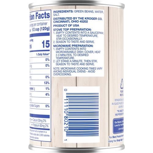 Kroger Whole Green Beans 14.5 oz