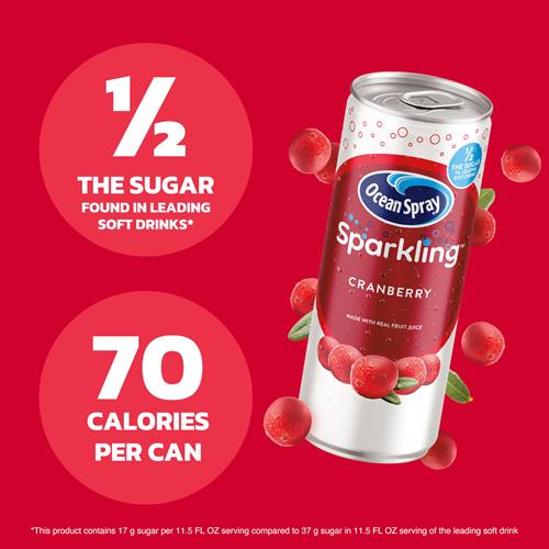 Ocean Spray Sparkling Cranberry Juice Drink, 11.5 Fl Oz Cans, 4 Count