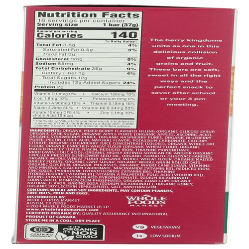 Whole Foods Market Organic Mixed Berry Fruit And Grain Bars, 20.8 Ounce, 16 Count