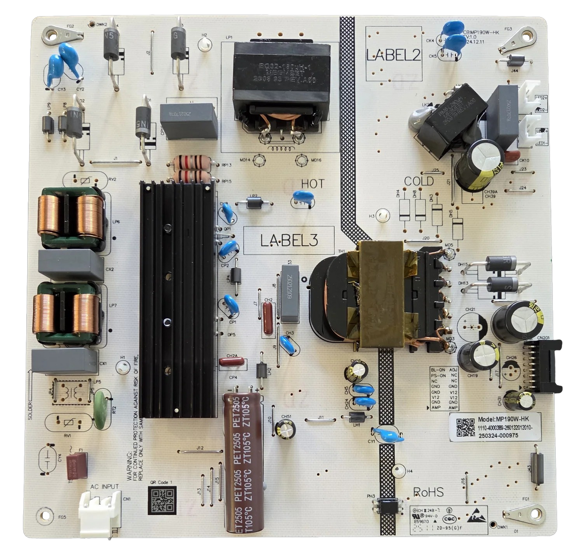 260132012010 Pioneer Power Supply, MP190W-HK, 1110-4000389, PN70-R851-26U