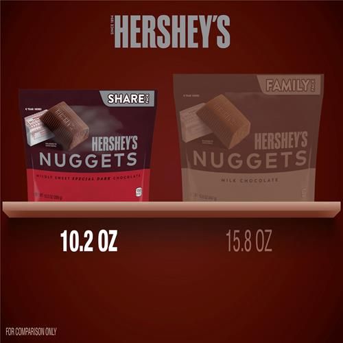 Hersheys Nuggets Special Dark Mildly Sweet Chocolate Candy Share Pack, 10.2 Oz
