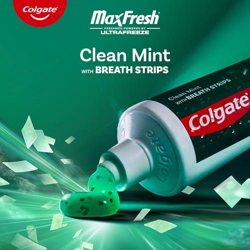 Colgate Max Fresh With Whitening Toothpaste With Mini Breath Strips, Clean Mint Toothpaste For Bad Breath, 6.3 Oz Tube