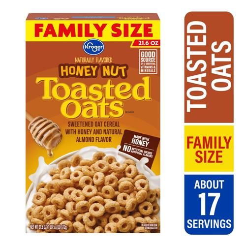 Kroger Toasted Oats Honey Nut Cereal Family Size 21.6 oz